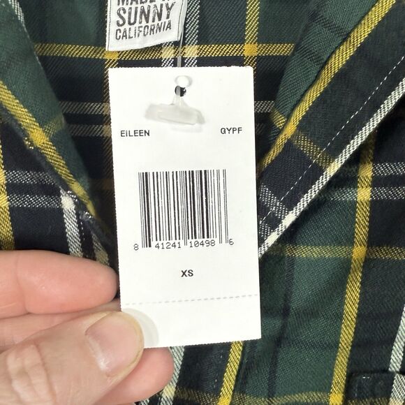 NEW Frank & Eileen Green Plaid EILEEN Flannel Button Up Top Shirt Size XS Preppy - Picture 4 of 12